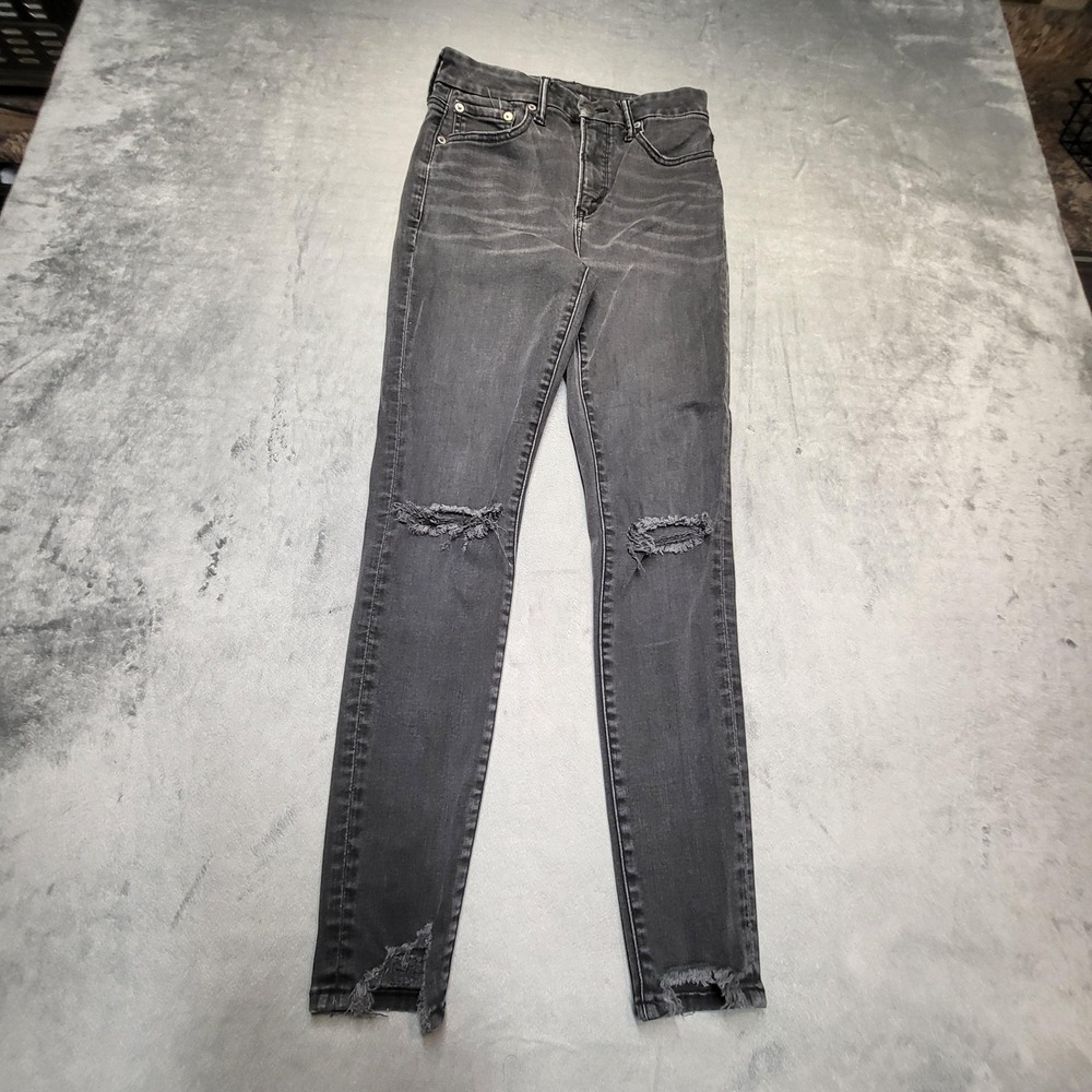 American Eagle Jeans Womens 2 Black Super High-Rise Jegging Distressed Stretch